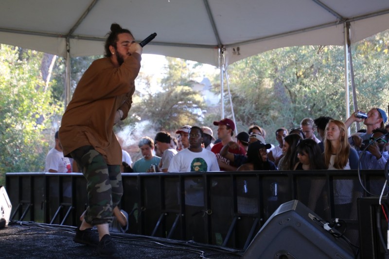 Post Malone performs for a small crowd at Levin Field. (AVI BAGLA/The Stanford Daily)