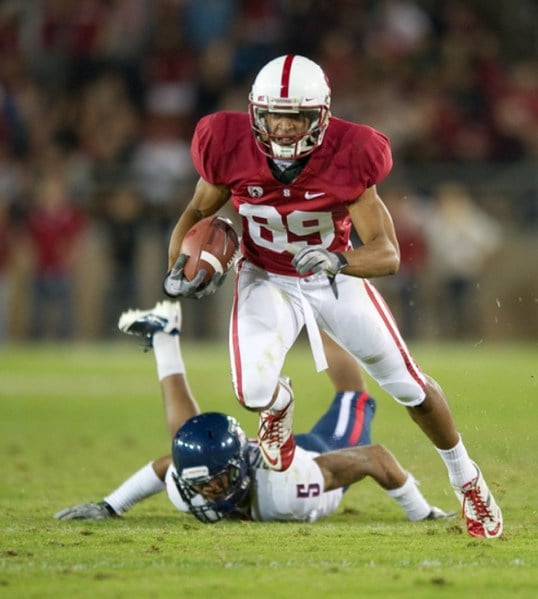 STANFORD, CA - November 6, 2010:  Doug Balwin runs with the ball during a 42-17 Stanford win over the University of Arizona, in Stanford, California.