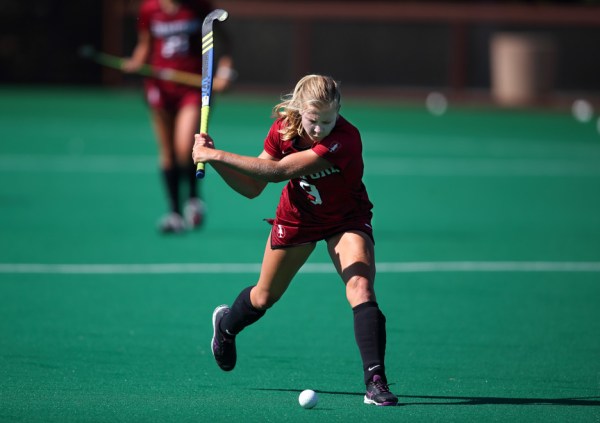 Sophomore attacker Katie Keyser (above) scored her first goal of the season against archrival Cal on Sunday. The goal was the second of four for the Cardinal, which thoroughly overwhelmed the Golden Bears, outshooting the team 14 to 4. (HECTOR GARCIA-MOLINA/stanfordphoto.com)