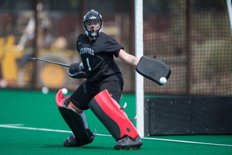 STANFORD, CA - August 29, 2014:  The Stanford Cardinal vs the Delaware Blue Hens at Varsity Field Hockey Turf in Stanford, CA. Final score Stanford Cardinal 4, Delaware Blue Hens 0.