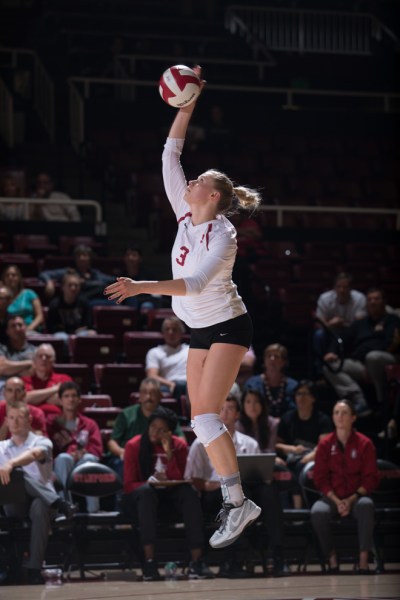 Stanford, CA - Wednesday, October 21, 2015: Stanford defeats Washington 3-1 at Maples Pavilion.