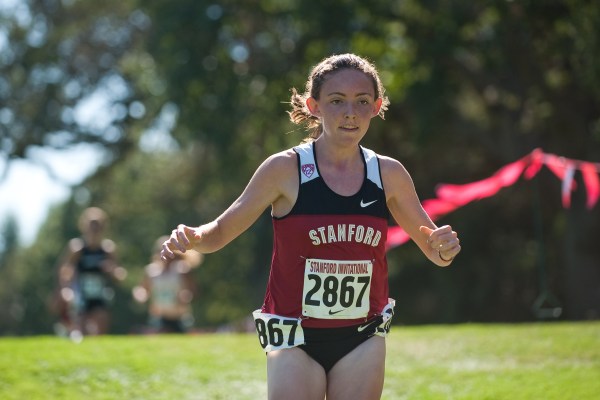 Fifth-year senior Aisling Cuffe (above) won the Pac-12 women's cross country championships after only racing once previously this season. The women's team placed third overall, while the men's team earned second. (DON FERIA/stanfordphoto.com)