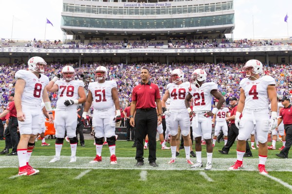 Saturday's game will mark the final game at Stanford Stadium for the Cardinal's senior class, including all six of its captains: Kevin Hogan, Kyle Murphy, Joshua Garnett, Kevin Anderson, Ronnie Harris and Blake Martinez (left to right). No. 13 Stanford and No. 4 Notre Dame will match up with potential College Football Playoff implications for both sides. (BOB DREBIN/isiphotos.com)