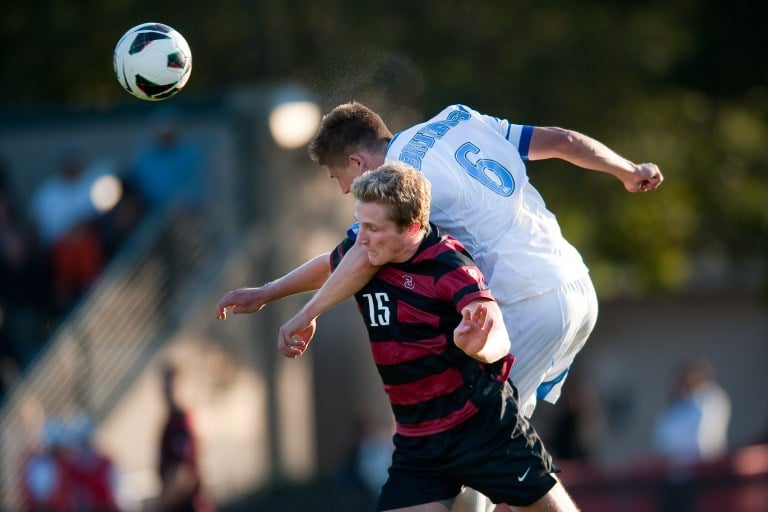 Fifth-year senior midfielder Eric Verso (left) leads the team and is fourth in the nation with 11 assists, helping set up forwards Jordan Morris and Foster Langsdorf. (DON FERIA/isiphotos.com)