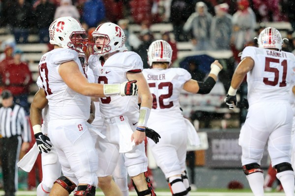 While quarterback Kevin Hogan (second to left) only notched 86 passing yards against Washington State, his 112 rush yards helped Stanford pull out the win. Against Colorado, Hogan and the team look to find the offensive rhythm that they had established before the WSU game and that had helped them cruise through several key victories.
(BOB DREBIN/isiphotos.com)