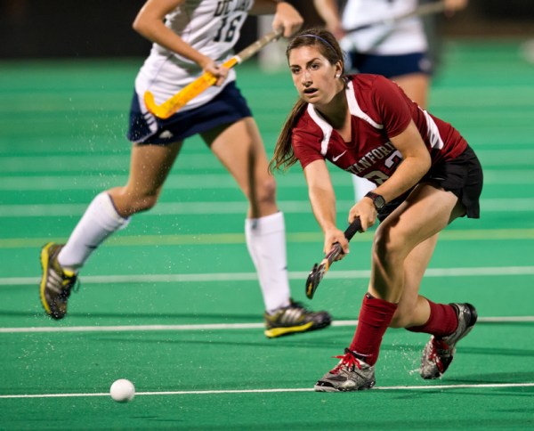 Senior midfielder Maddie Secco (right) leads the Cardinal in both goals (6) and assists (12). During the Cardinal's four game winning streak, Secco has recorded 2 goals and 2 assists (DAVID BERNAL/isiphotos.com)