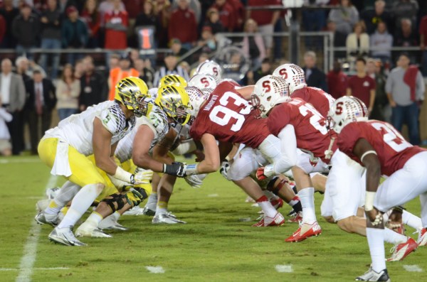 The Stanford Cardinal football team defeat the Oregon Ducks 26-20 in Stanford, California on November 7th, 2013.