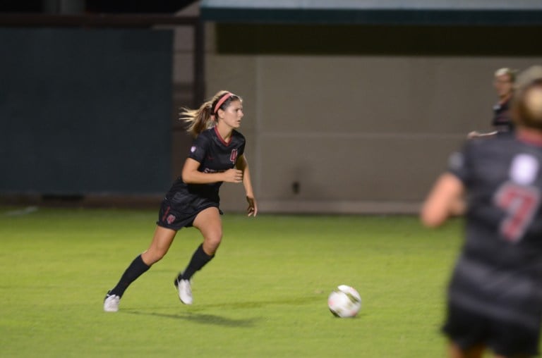 Junior defender Maddie Bauer (above) leads a strong back line that has given up just .58 goals per game. Stanford's defense will be put to the test against a San Jose State offense that has scored two or more goals in all but one of their wins. (ERIN ASHBY/The Stanford Daily)