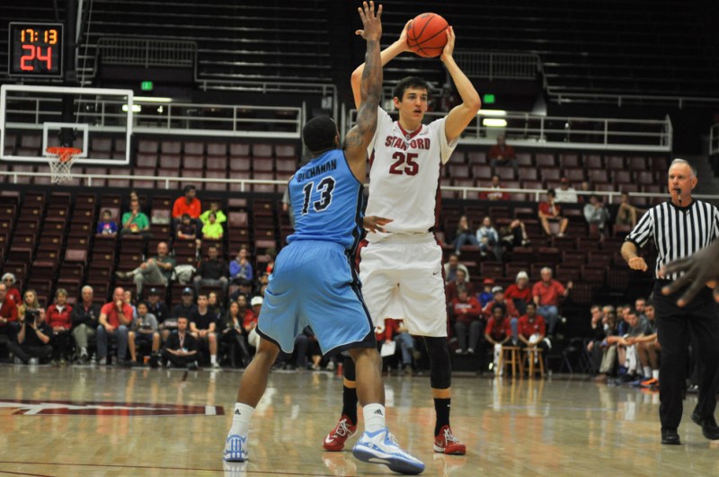 Junior forward Rosco Allen (right) will be counted on to play a number of different positions for the banged-up cardinal. Last season, Allen shot 36 per cent from three-point range, highlighting his versatility and potential to be a secondary scorer. (RAHIM ULLAH/The Stanford Daily)