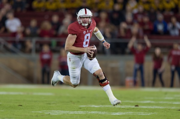 Fifth-year senior Kevin Hogan didn't have the best performance in the air, but his legs perhaps won the game for Stanford. He rushed for 112 yards and 2 touchdowns. (JIM SHORIN/stanfordphoto.com)