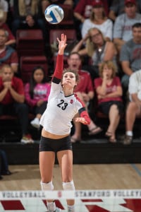 STANFORD, CA - September 5, 2014:  The Stanford Cardinal vs Penn State Nittany Lions  at Maples Pavilion in Stanford, CA. Stanford wins the match 3-2.
