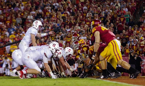 Stanford and USC will face off for the second time this season in the Pac-12 title game on Saturday. While a win for the Cardinal would secure their third Pac-12 title in four years, it would also keep their Playoff hopes alive for yet another week. (SAM GIRVIN/The Stanford Daily)