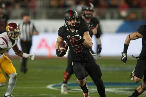 Christian McCaffrey (above) is the first Stanford player ever to be named AP Player of the Year, the first non-Heisman winner to get the honor since 2009, and just the second running back to be recognized with the honor. (SAM GIRVIN/The Stanford Daily)