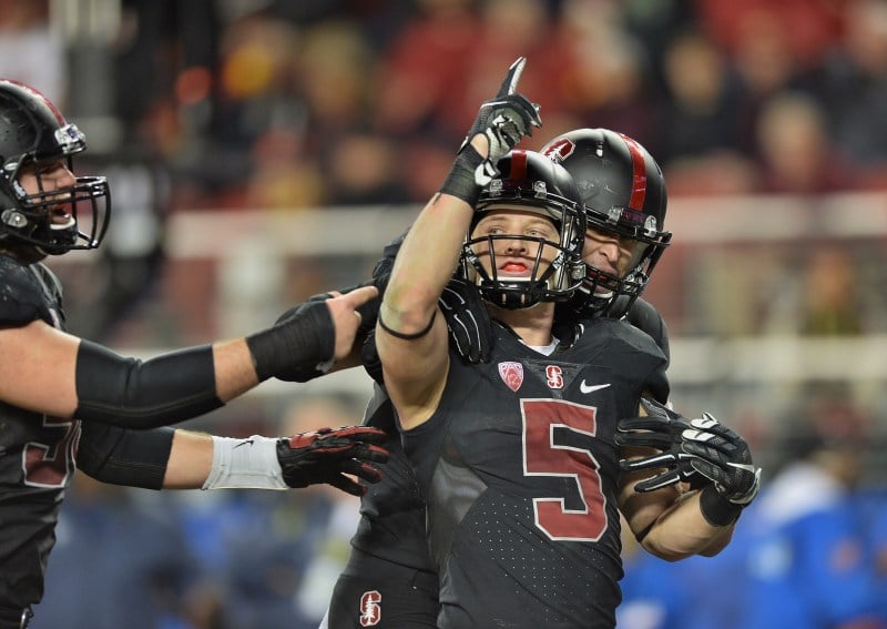 Sophomore running back Christian McCaffrey (above) had a historic sophomore campaign in which he broke out with what should soon become the best rushing season in Stanford history, notching three of the top single-game performances in school history as well along the way. (stanfordphoto.com)