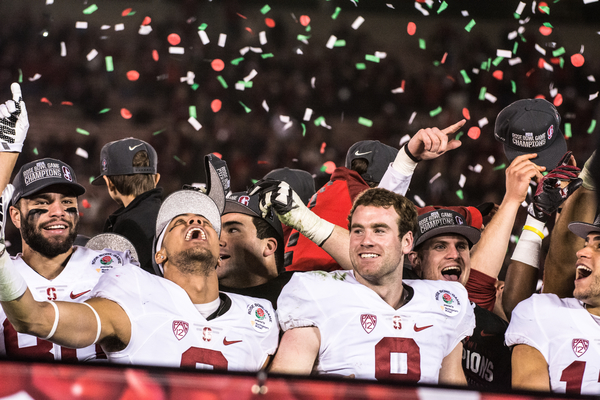 Stanford football received its highest ranking in the AP top-25 poll since 1940, when the AP announced its final rankings on Monday: The Cardinal would come in at No. 3 behind Alabama and Clemson, respectively. (SAM GIRVIN/The Stanford Daily)
