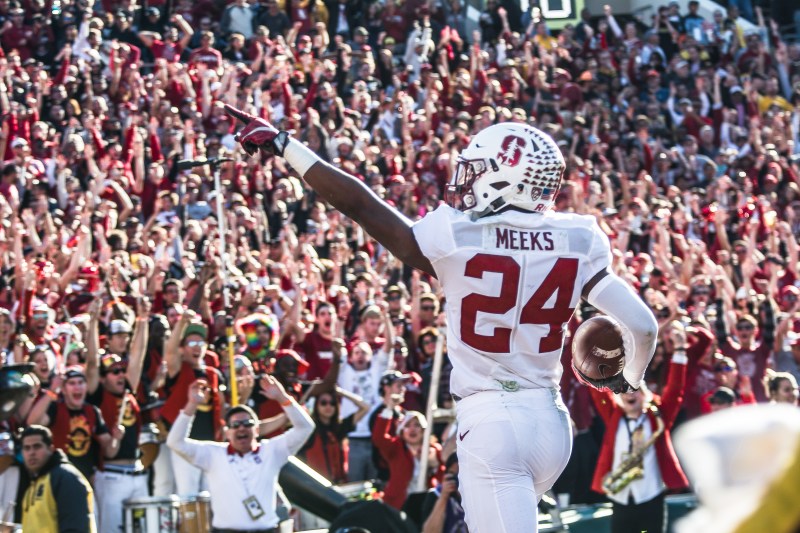 Quenton Meeks (above) is a star in the making. After showing big play potential in last year's campaign, Meeks will look to improve on his already impressive performance. (SAM GIRVIN/The Stanford Daily)