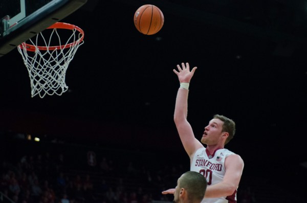 While sophomore forward Michael Humphrey may have delivered the highlight-reel play, Stanford's senior center Grant Verhoeven (above) set his second career high with 13 points. (SANTOSH MURUGAN/The Stanford Daily)