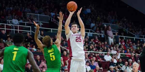 Senior Rosco Allen's (right) 25 point performance helped the team upset No. 11 Oregon on Saturday. Allen has lead Stanford in scoring this year with 15.4 points per game. (SANTOSH MURUGAN/The Stanford Daily)