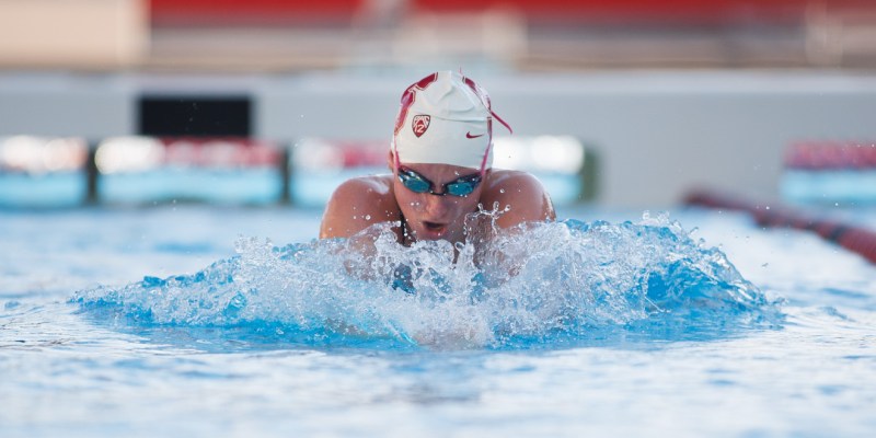 Senior Sarah Haase put in a star performance on her Senior Day, sweeping the breaststroke events and adding a strong leg of the 200 medley relay to help Stanford defeat No. 3 Cal. (DAVID ELKINSON/stanfordphoto.com)
