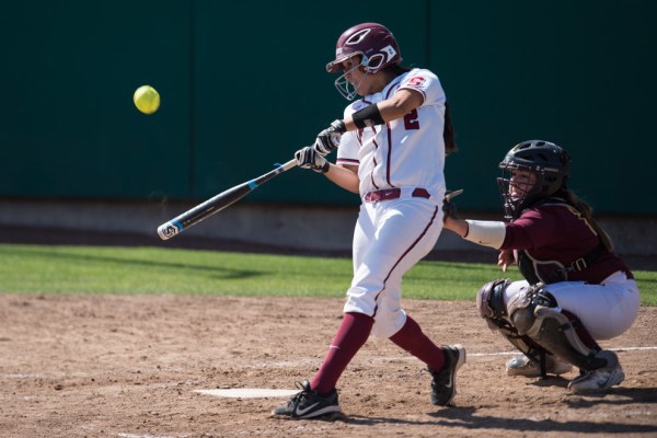 STANFORD, CA - May 3, 2015: The Stanford Cardinal vs Arizona State Sun Devils in softball at Boyd & Jill Smith Family Stadium in Stanford, California. Final score, Stanford 4, Arizona State 2.