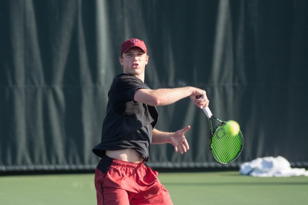 No. 4 sophomore Tom Fawcett (above) has yet to lose a match at the No. 1 singles position. A strong  showing from him this weekend will help the Cardinal bounce back as they take on USC and UCLA. (RAHIM ULLAH/The Stanford Daily)