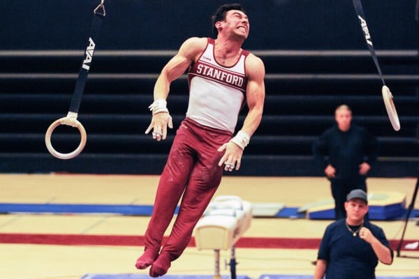 Senior first team All-American Dennis Zaremski (above) is currently ranked second in the country on rings and third on parallel bars. Stanford will celebrate Senior Day on Saturday as it hosts the International Collegiate Challenge. (MIKE KHEIR/The Stanford Daily)