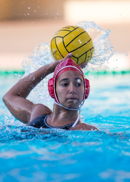 Stanford, CA - April 19, 2014.  Stanford Women's Water Polo vs. Cal in Big Splash at Avery Aquatic Center.