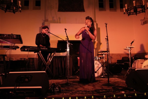 Jessica Anderson '14 and Tyler Brooks '16 perform at Black Love in Toyon Hall. (NAFIA CHOWDHURY/The Stanford Daily)