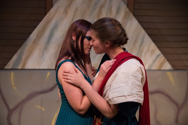 Melanie Arnold ('16) and Kaya McRuer ('17) in "Antony & Cleopatra." (Courtesy of Frank Chen)