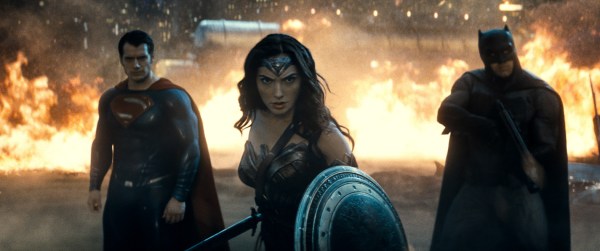 (l-r) Henry Cavill, Gal Gadot and Ben Affleck in "Batman v. Superman." (Courtesy of Warner Bros. Pictures)