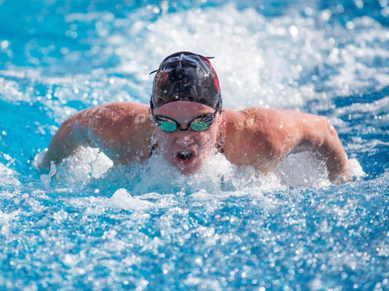 After an impressive performance during the regular season, Ella Eastin (above) capped off her freshman year with two individual national titles and five All-America honors at the NCAA Championships this past week. (SHIRLEY PEFLEY/stanfordphoto.com)