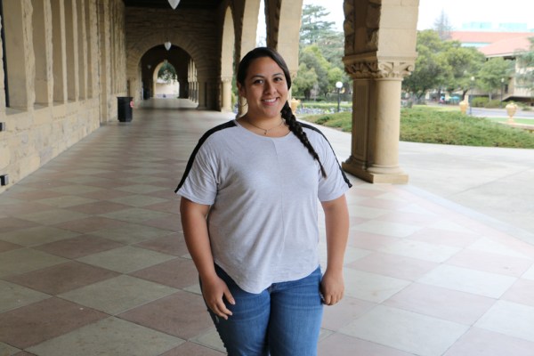 Jasmin Espinosa '18 is working to provide students with funds for meals over Spring Break, in an effort to combat financial stresses that low income students face. (KEVIN HSU/The Stanford Daily)