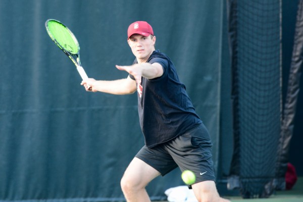 Sophomore Tom Fawcett (above), currently ranked No. 6 in the nation, has been stellar for Stanford on Court 1 with a 9-2 record. (NEEL RAMACHANDRAN/ The Stanford Daily)