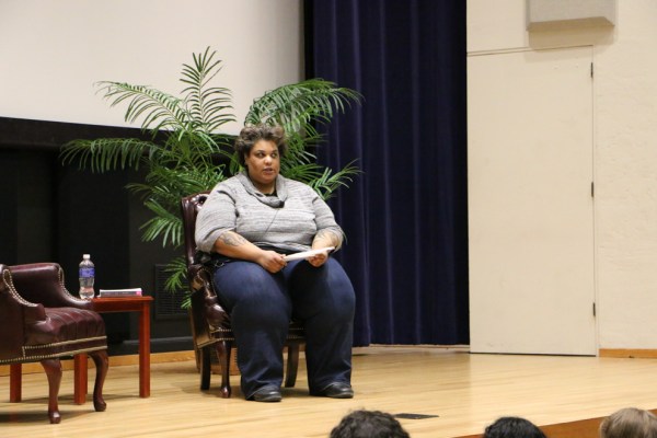 Writer Roxanne Gay discussed feminism in day-to-day life on campus Wednesday (KEVIN HSU/The Stanford Daily)
