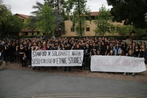 WTU holds a protest on April 8 (ROBERT SHI/The Stanford Daily).