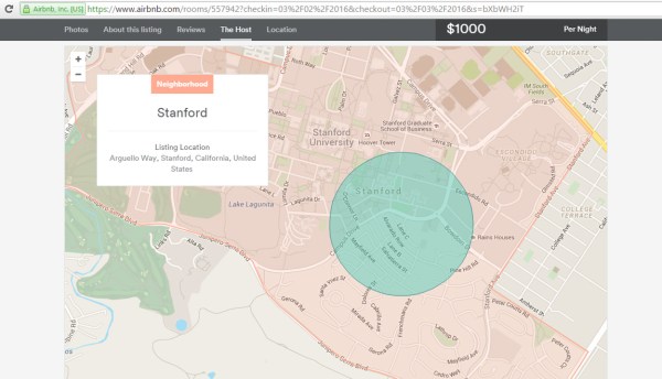 This screenshot of airbnb's website shows a Stanford dorm room listed as a sublet (VICTOR XU/The Stanford Daily).