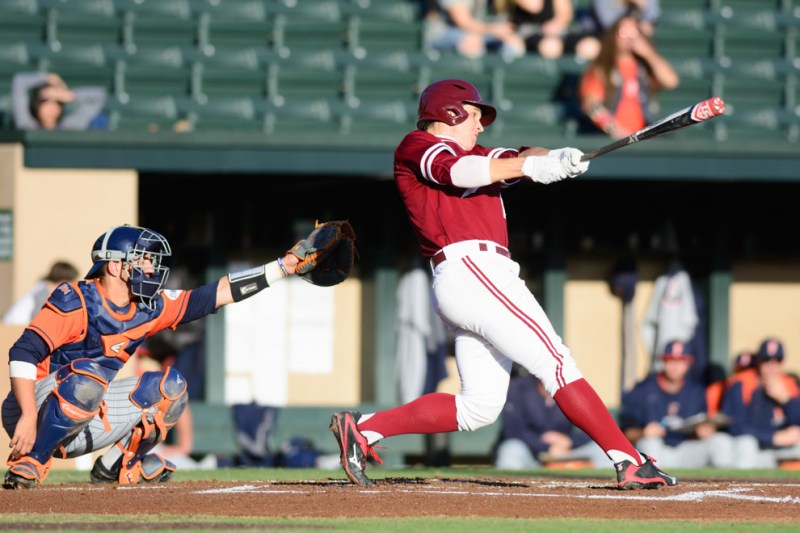Sophomore third baseman Mikey Diekroeger (above) reached in seven straight at-bats at one point over the weekend as he tacked on four doubles, a home run and a single in two consecutive 3-hit games to push Stanford past USC. (RAHIM ULLAH/The Stanford Daily)