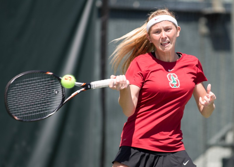 Senior Krista Hardebeck (above) picked up her 13th and 14th straight wins as the Cardinal swept Washington and Washington State on their final road trip of the season. (SHIRLEY PEFLEY/stanfordphoto.com)