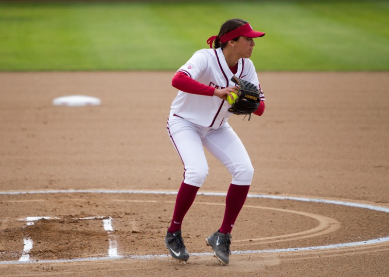 Freshman pitcher Carolyn Lee (above) has helped to carry the team, pitching 12 complete games this season. Softball will travel to Utah as it seeks its first conference win. (SHIRLEY PEFLEY/ stanfordphoto.com)