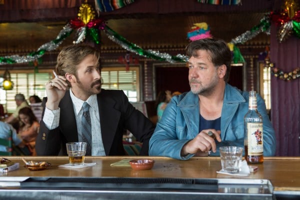 (l-r) Ryan Gosling and Russell Crowe in a scene from Shane Black's "The Nice Guys". (Courtesy of Warner Bros. Pictures)
