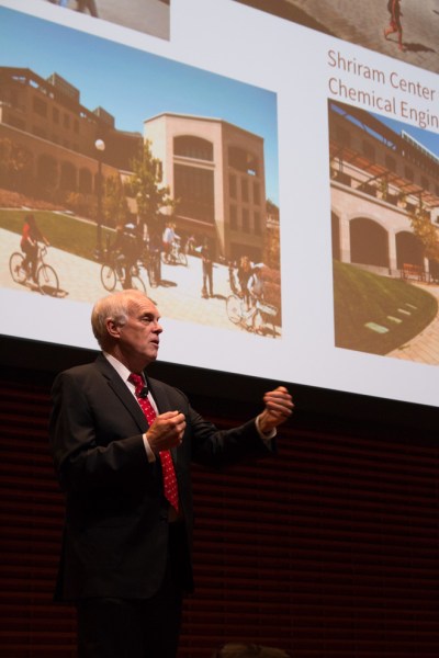 President John Hennessy gave his last address to the Faculty Senate on Thursday (TIFFANY ONG/The Stanford Daily).
