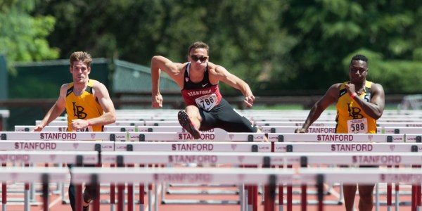 Sophomore decathlete Harrison Williams (above) set a personal record of 13.88 in the 110-meter hurdles, the second best time in Stanford history. (RAHIM ULLAH/The Stanford Daily)