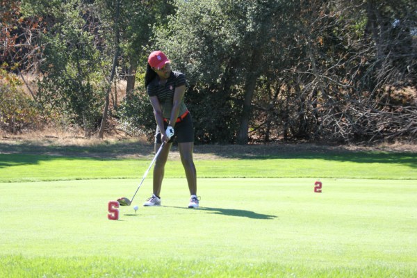 Stanford women's golf will begin its quest to defend its 2015 national championship as it hosts NCAA regionals this weekend. Senior Mariah Stackhouse (above) will seek to put up a quality performance to extend her final collegiate season. (AVI BAGLA/The Stanford Daily)