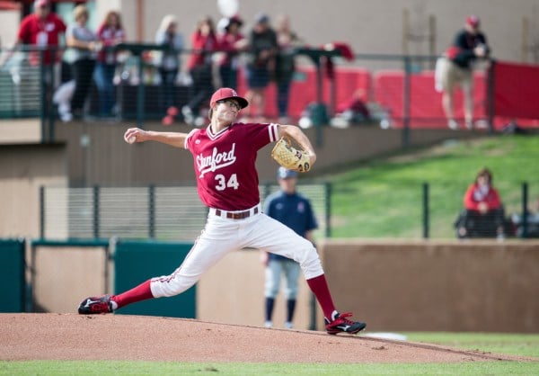 Freshman Tristan Beck (above) turned in the best outing of his career, twirling seven scoreless innings, allowing just three hits, walking nobody and striking out nine as Stanford beat Cal, 5-1. (BOB DREBIN/stanfordphoto.com)