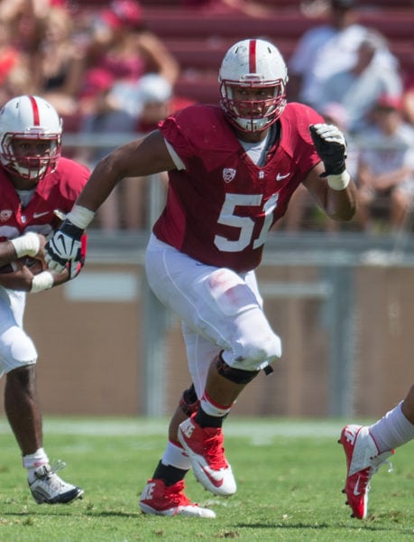 After being drafted in the first round by the San Francisco 49ers, Stanford guard Joshua Garnett (above) sat down with The Daily to discuss his prospects. Garnett will look to continue his on-field success when he moves farther south to play in Levi's Stadium. (DAVID BERNAL/isiphotos.com)