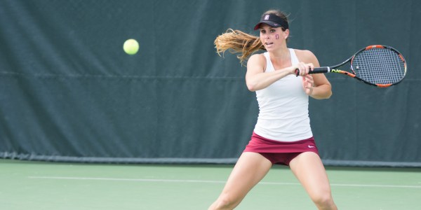 A key win from junior Taylor Davidson (above) helped Stanford advance over Texas A&M. Davidson will be counted on in singles and doubles as the Cardinal face No. 1 Florida. (ALLISON HARMAN/The Stanford Daily)