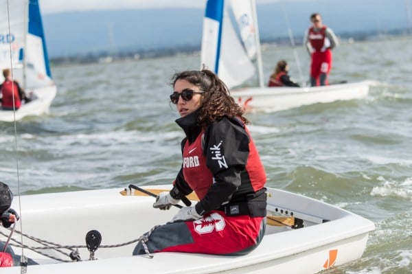 Freshman skipper Mimi El-Khazindar has proven herself to be a key member of the women's sailing squad, winning nine of 10 races in the conference championship with her partner, sophomore crew Elena VandenBerg. (DAVID BERNAL/isiphotos.com)