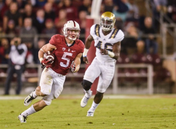 Junior running back Christian McCaffrey (left) is poised for another outstanding season as the Cardinal take on the Kansas State Wildcats in their 2016 season opener. Stanford will look to pick up where it left off last season: making waves on the national stage. (SAM GIRVIN/The Stanford Daily)