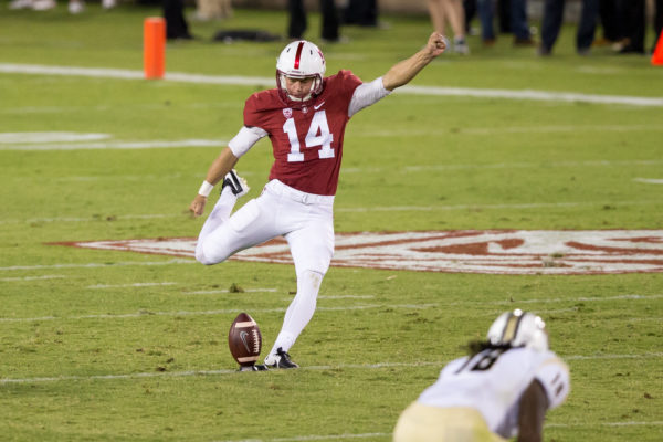 Sophomore Jake Bailey (above) will handle short punts again this season and will also be counted on to take a step forward in his kickoffs, where he struggled mightily with his accuracy and consistency last season. (BOB DREBIN/stanfordphoto.com)