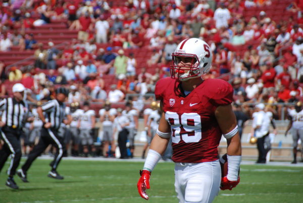 Former Stanford wide receiver Devon Cajuste self-identified as having unknowingly accepted impermissible benefits in violation of NCAA regulations. A one-game suspension was imposed by Stanford, and Cajuste was required to donate the monetary value of the benefits to charity. (RAHIM ULLAH/The Stanford Daily)